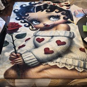 Heart Sweater Blanket with Cartoon Design